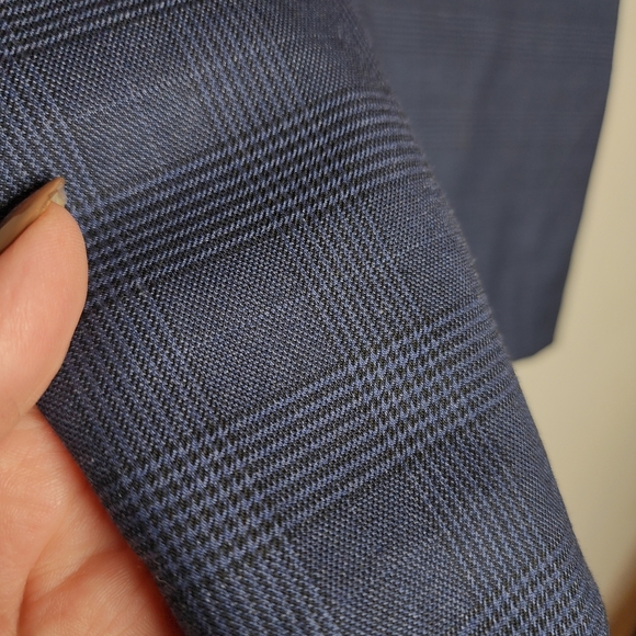 NWT Banana Republic Blue Plaid Pencil Midi Suit Skirt Removable Belt Pocket Sz 0 - Picture 3 of 15